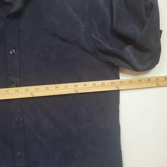 Tasso Elba Corduroy Navy Blue Button Down Medium Shirt - Picture 7 of 8